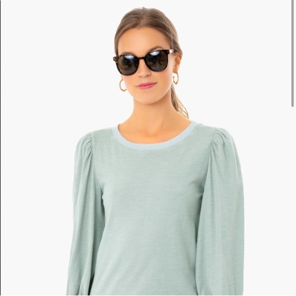 Tuckernuck X Pomander Place | Sage Green Puff Long Sleeve Crewneck Top Medium - Picture 2 of 10